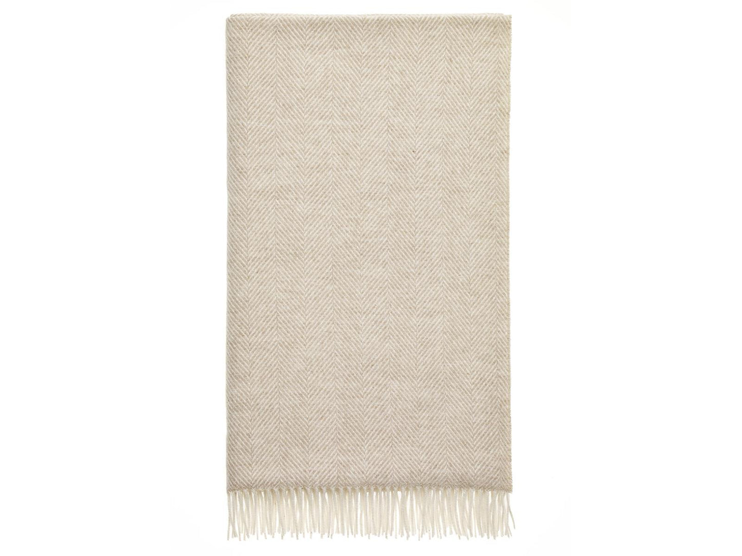 Herringbone Merino Lambswool Throw - Beige