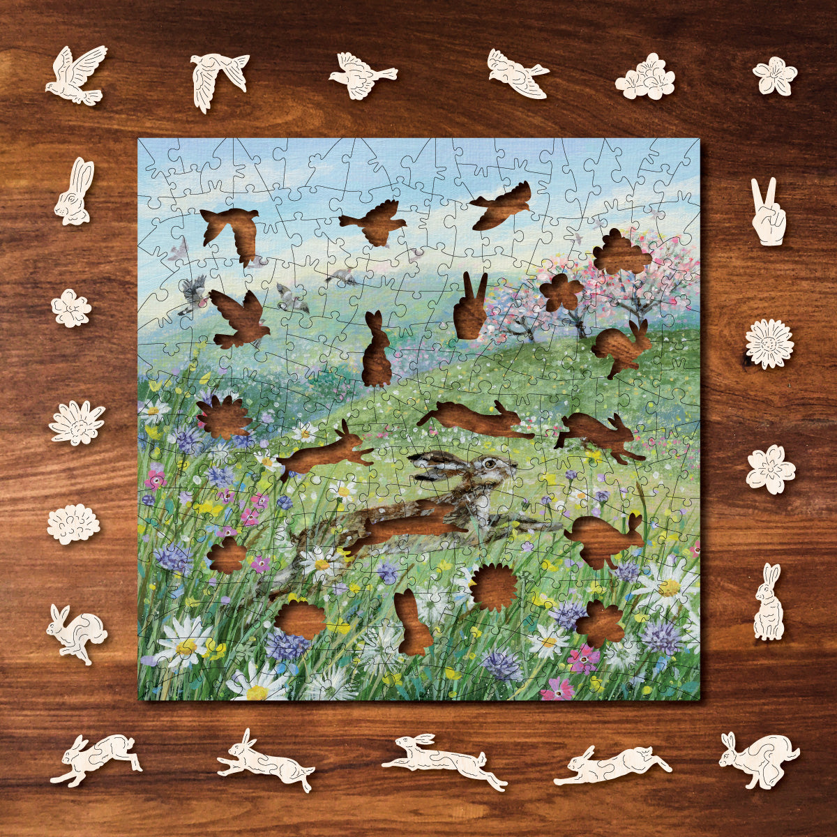 Victory Wooden Hare In The Meadow Jigsaw Puzzle