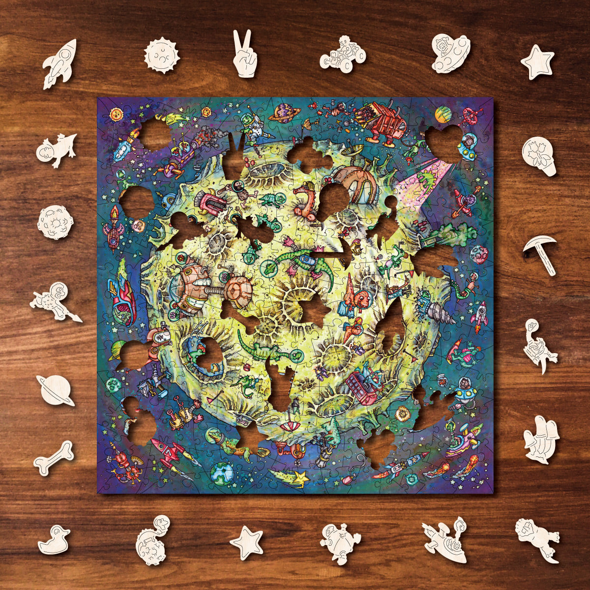 Victory Wooden Dino Moon Jigsaw Puzzle