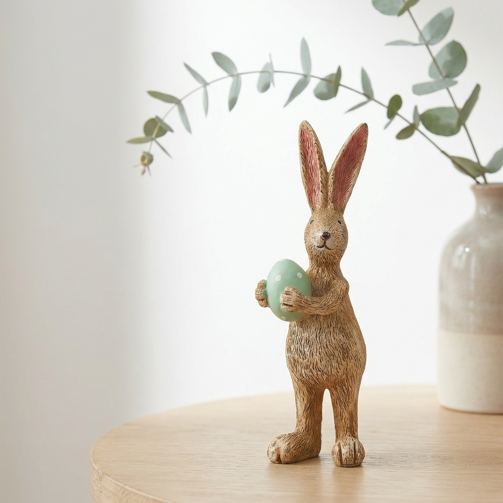 Jasper Rabbit with Green Egg, 14cm