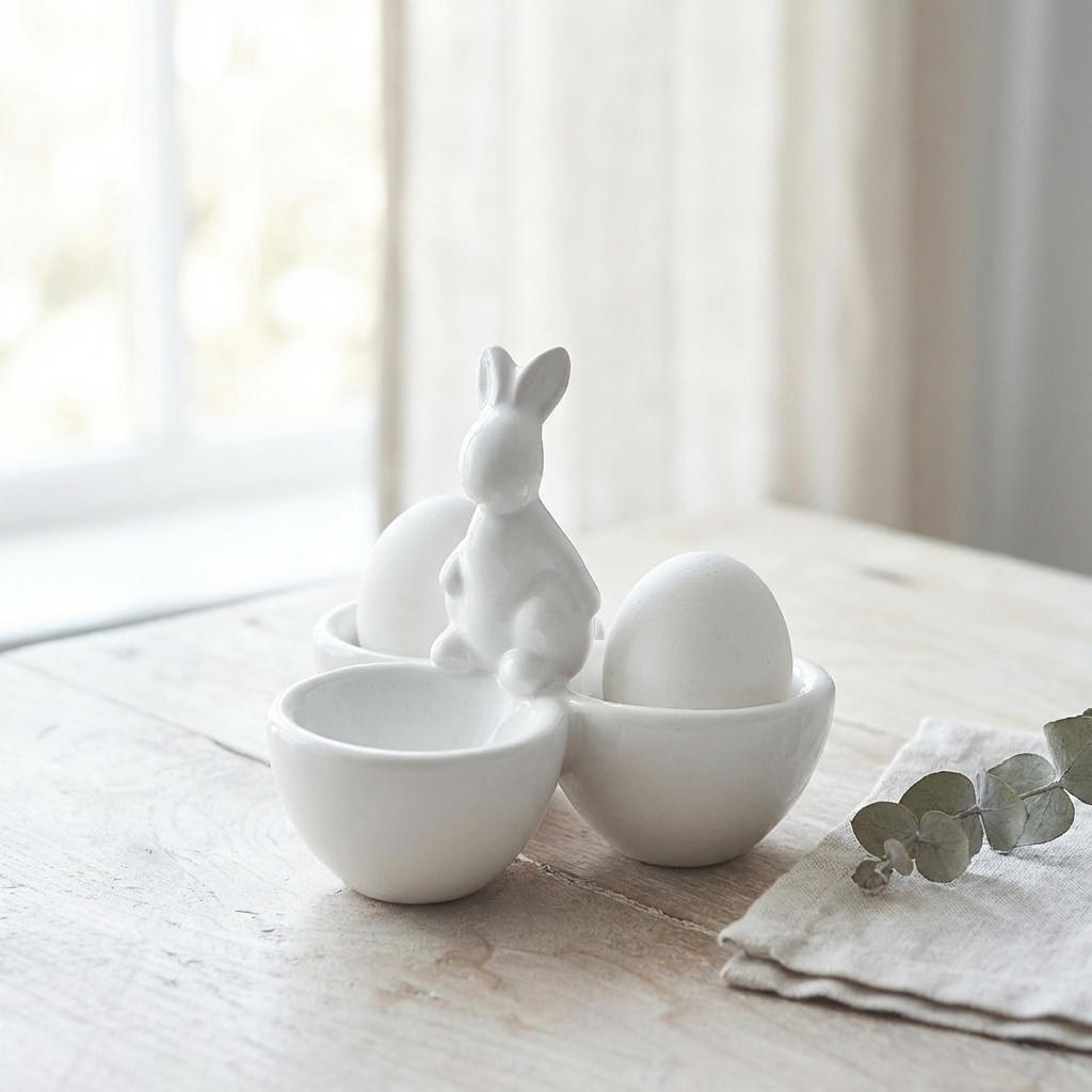Ceramic Rabbit Three Egg Cup, 11cm