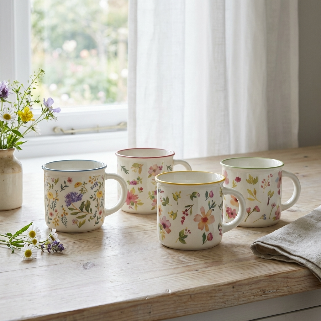 Wild Flower Mugs – Assorted Set of 4