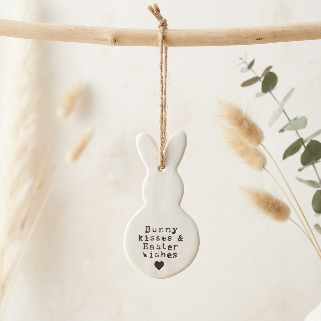 Bunny Kisses Hanging Sign, 9cm