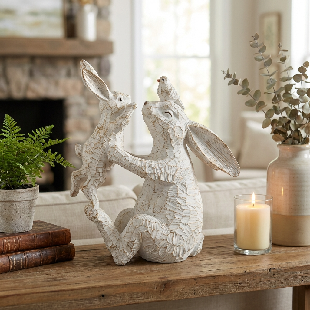 Mother & Baby Rabbit Decoration 21cm