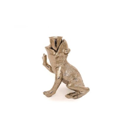 SILVER FROG CANDLE HOLDER, 11CM