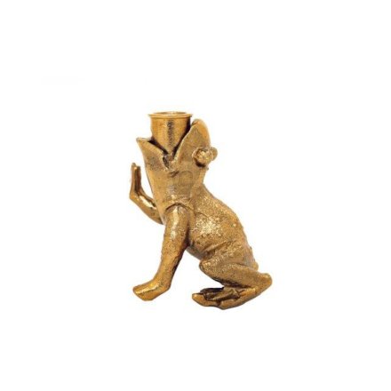 GOLDEN FROG CANDLE HOLDER, 11CM