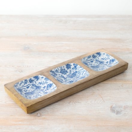 RABBIT DESIGN ENAMEL SERVING TRAY