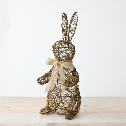 RATTAN STANDING RABBIT DECO, 40CM