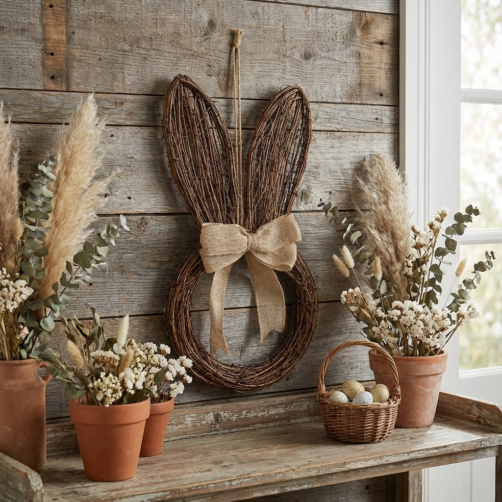 Rattan Hanging Rabbit Decoration, 44cm