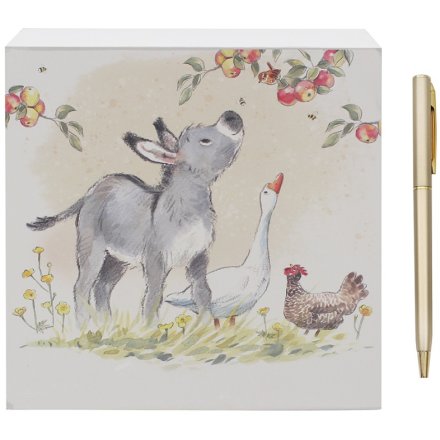 DONKEY GOOSE & HEN MEMO PAD, 14CM