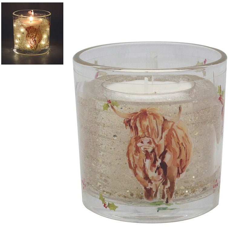 Scented Light up Highland Cow LED Gel Candle, 10cm