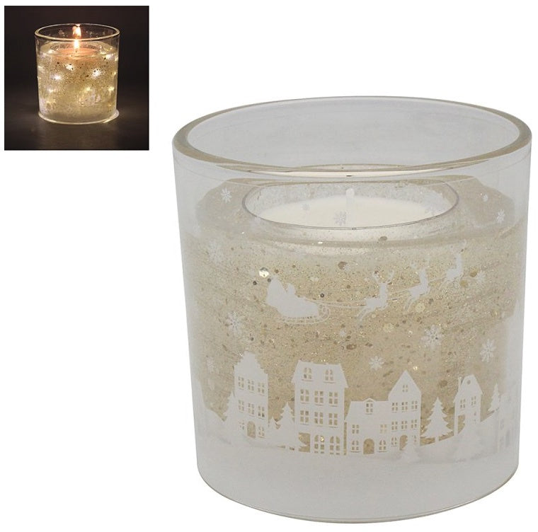 Scented Light Up Cream Town LED Gel Candle, 10cm