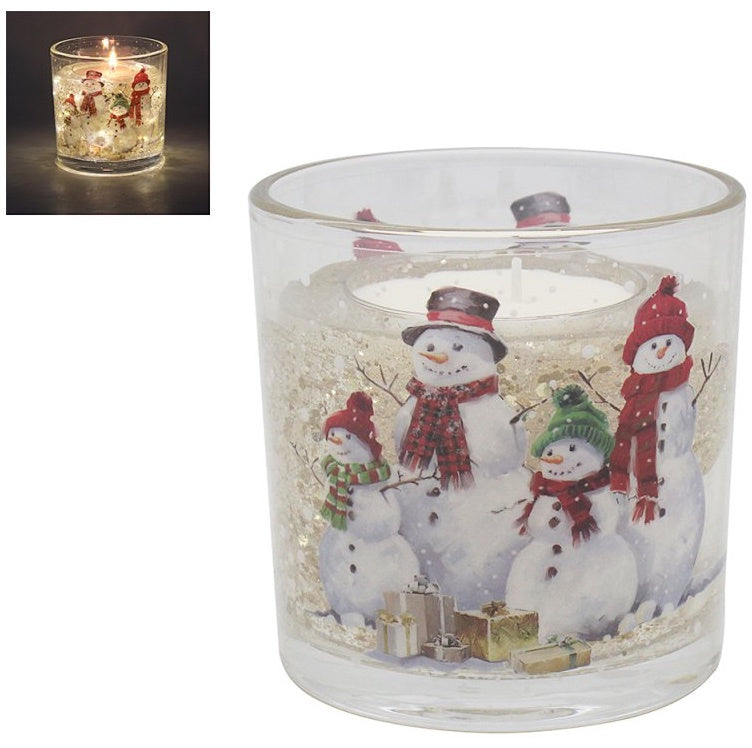 Scented Light Up Snowmen LED Gel Candle, 10cm