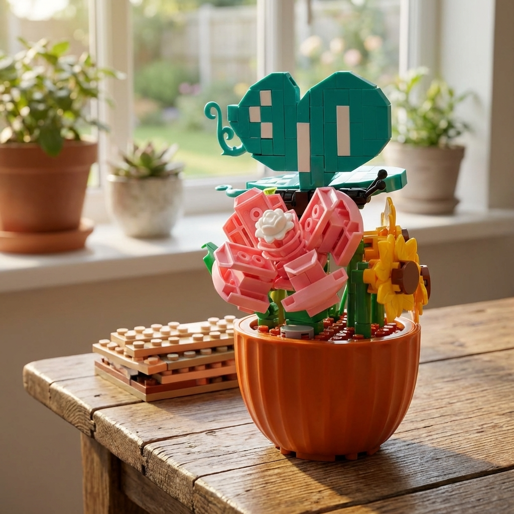 Mini Bricks Flowers With Butterfly Build Set