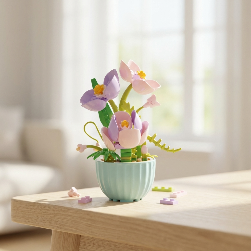Mini Bricks Pink & Lilac Crocuses Build Set