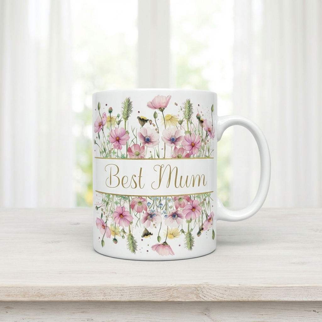 Pastel Flowers Best Mum Mug, 9.5cm