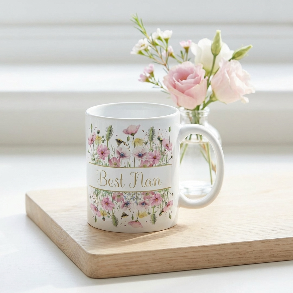 Best Nan Rush Pastel Flowers Mug, 9.5cm