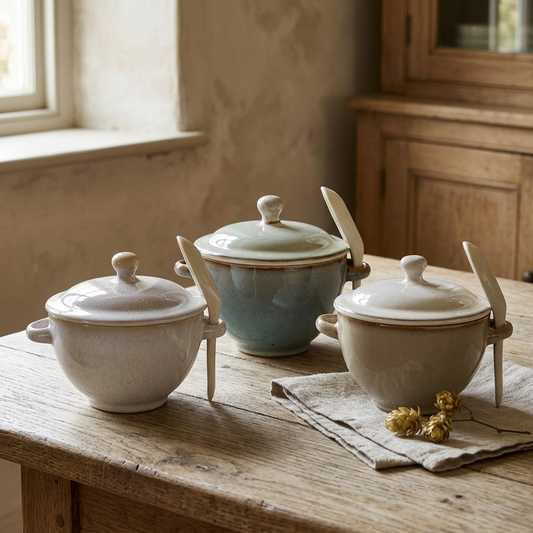 Reactive Glaze Soup Mug & Spoon Set 15cm