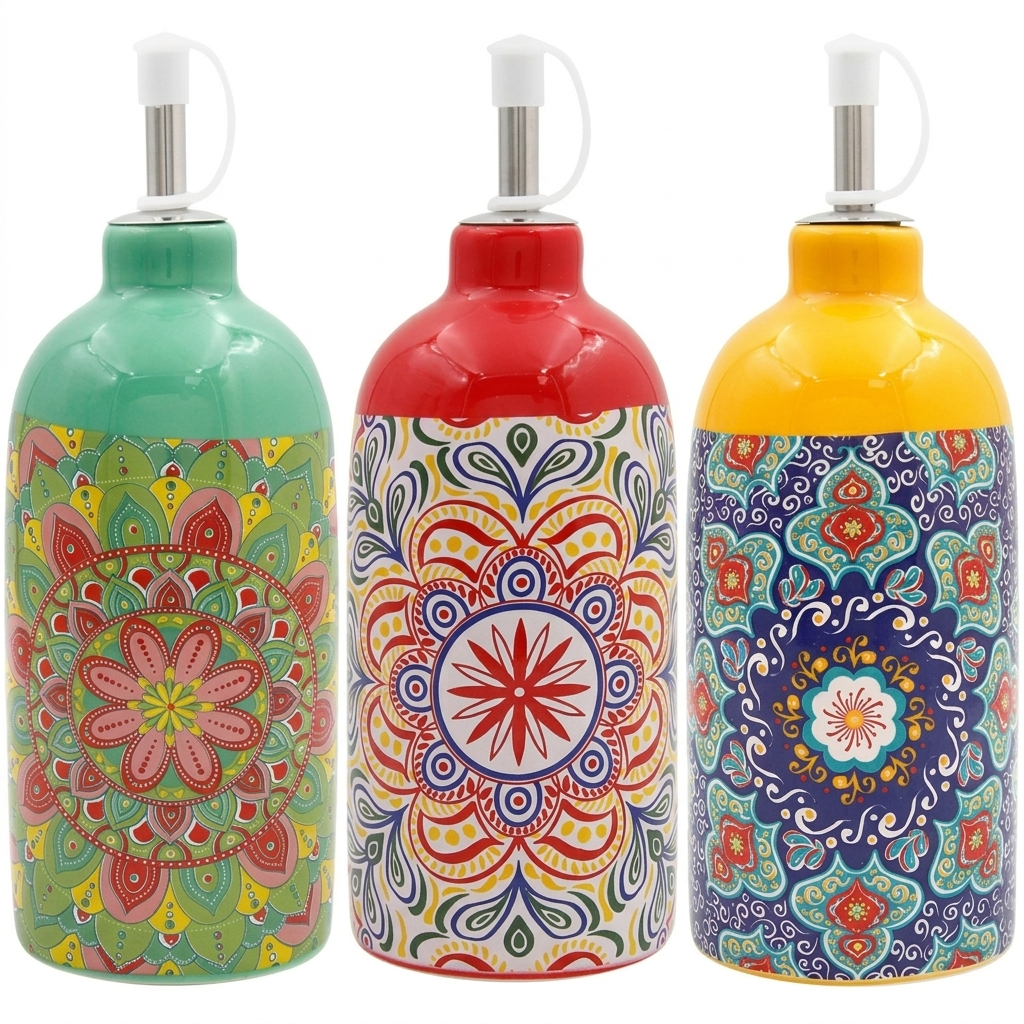 Tuscany Oil Bottle – Mediterranean Ceramic Oil & Vinegar Dispenser