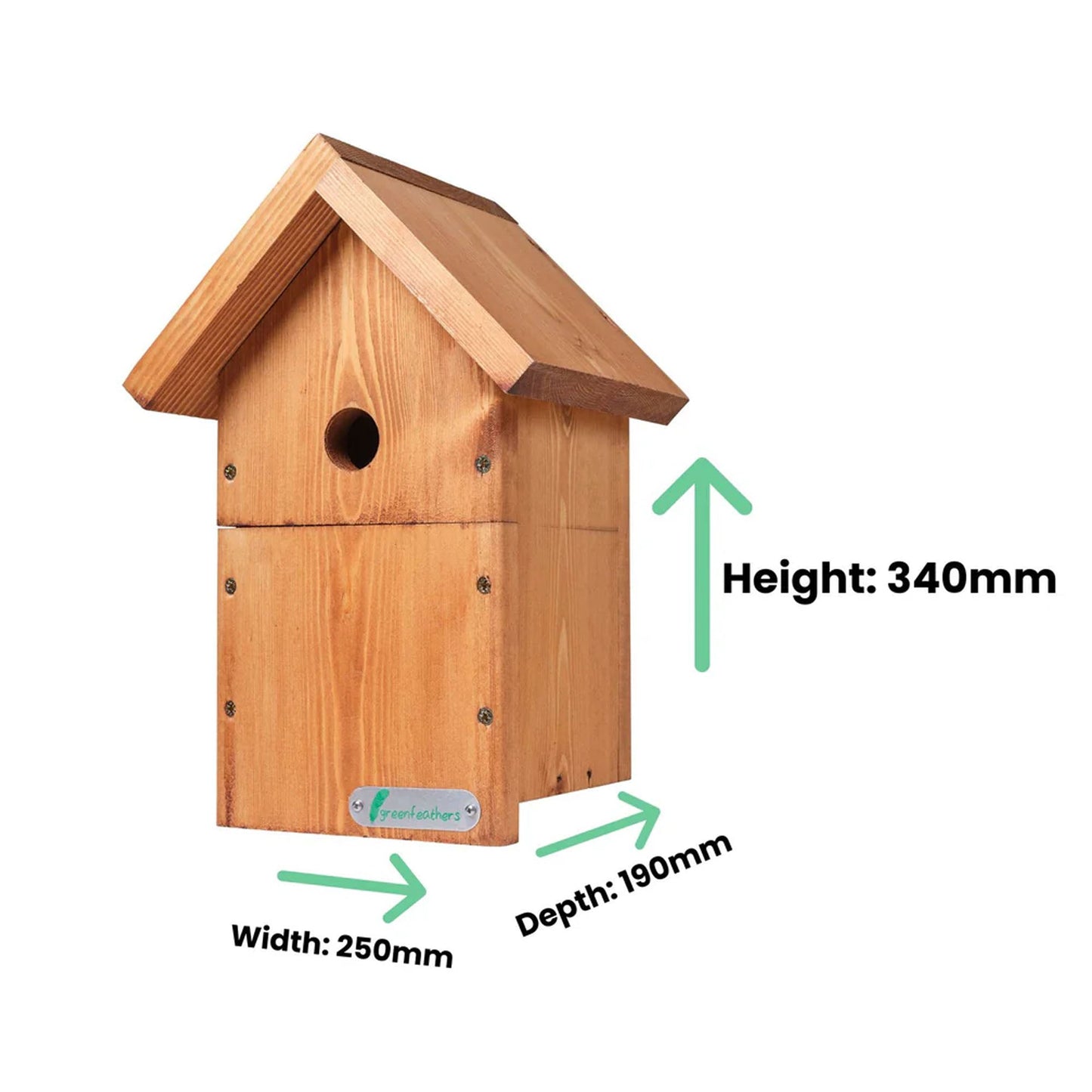 Green Feathers Handmade Wooden Bird Box