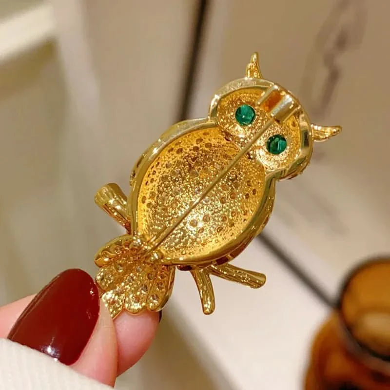Green-eyed Owl Brooch by Angel Barocco