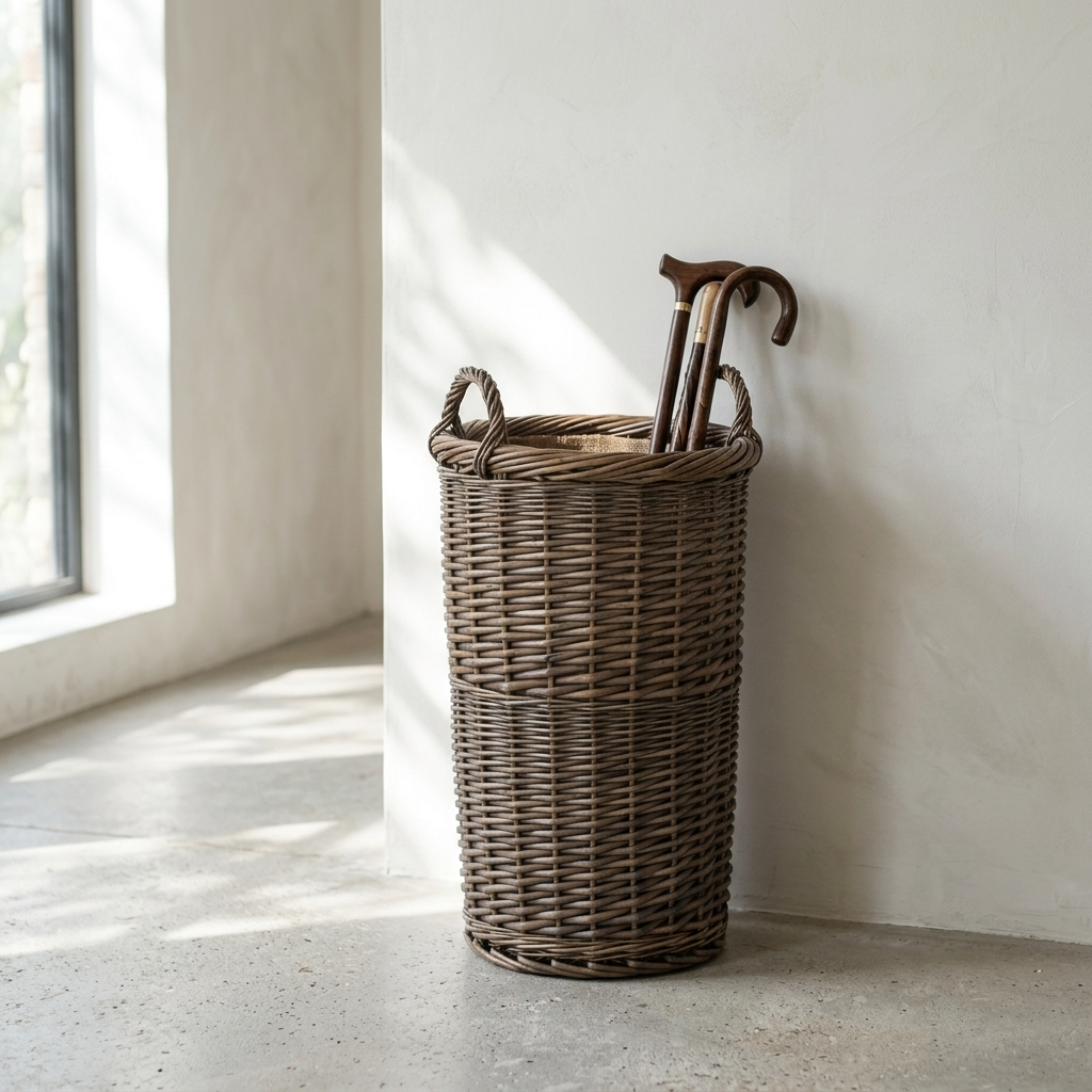 Large Antique Wash Willow Umbrella Stand