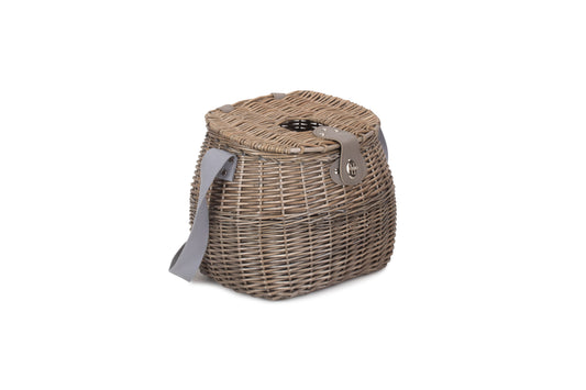 Antique Wash Fishing Creel – Willow Storage Basket with Shoulder Strap