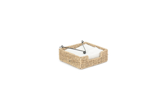 Seagrass Napkin Holder with Weighted Metal Frame for Picnics & Dining