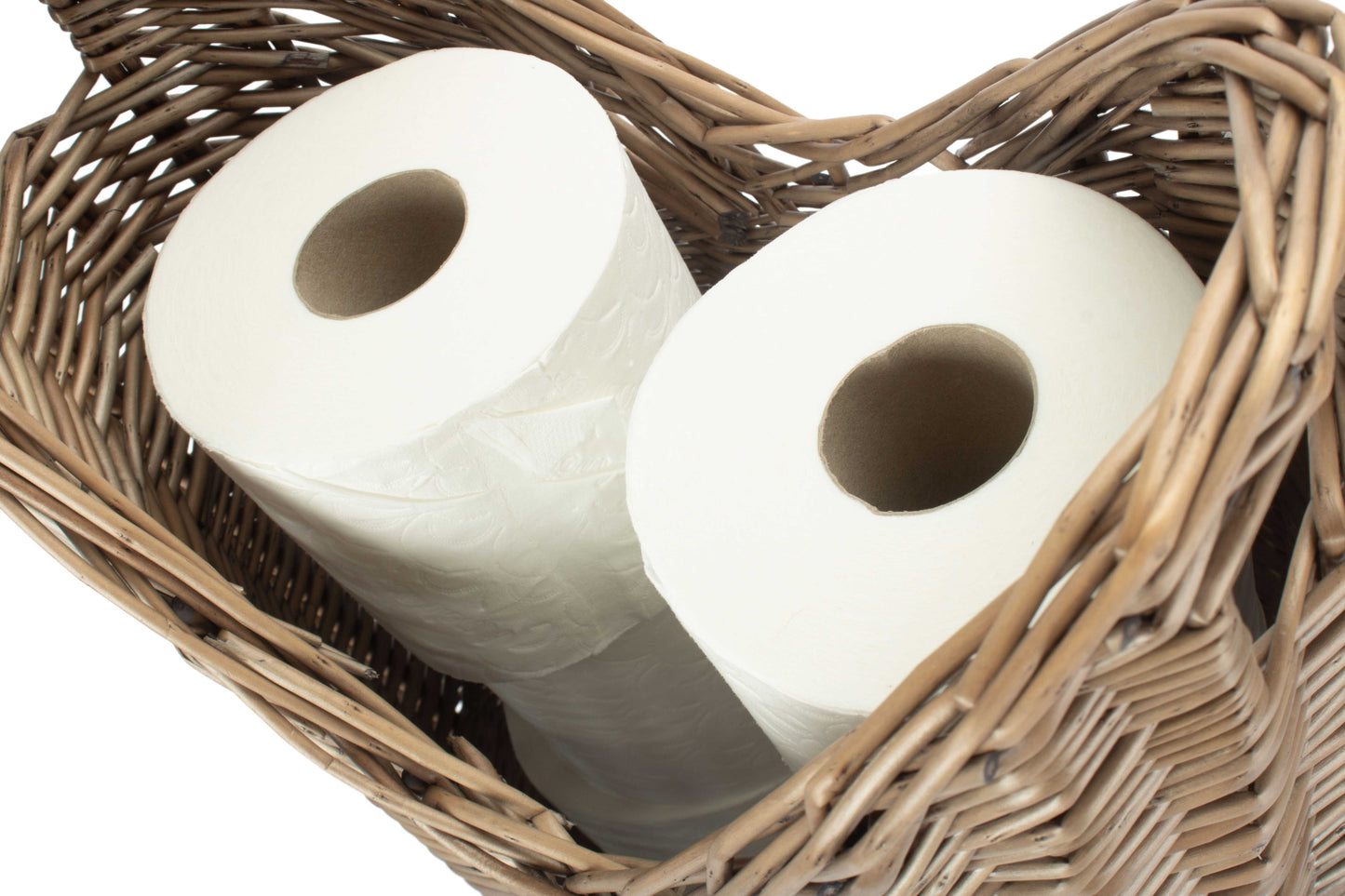 Willow Toilet Roll Holder with Wooden Handle