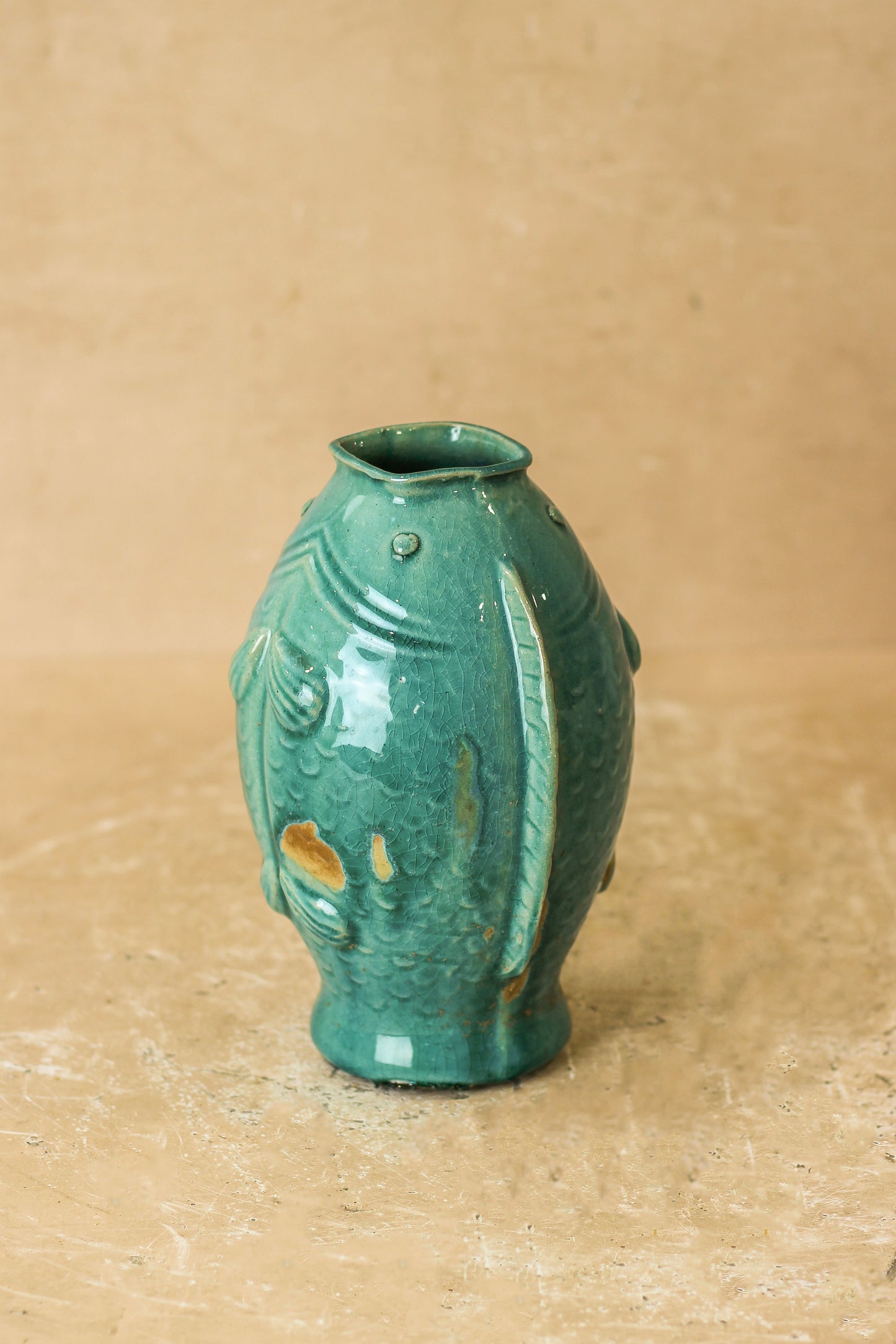 Vintage Turquoise Twin Fish Vase - No 1 by Botanical Boys