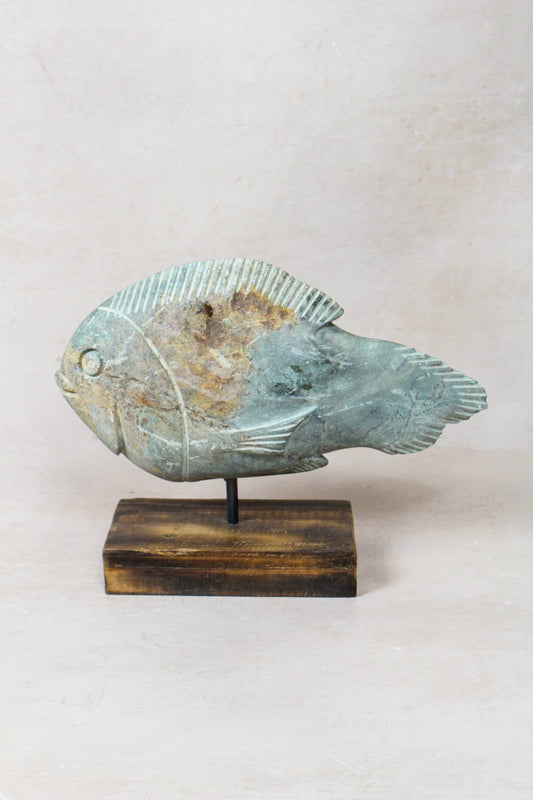 Stone Fish Sculpture - Zimbabwe - 159.12 by Botanical Boys