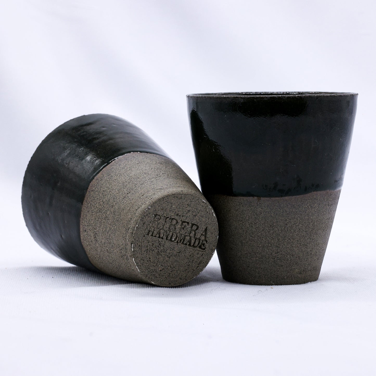 Bluverde Quadra Handmade Ceramic Smoked Grey Stoneware Tall Ceramic Cup by Ribera Handmade Ceramics
