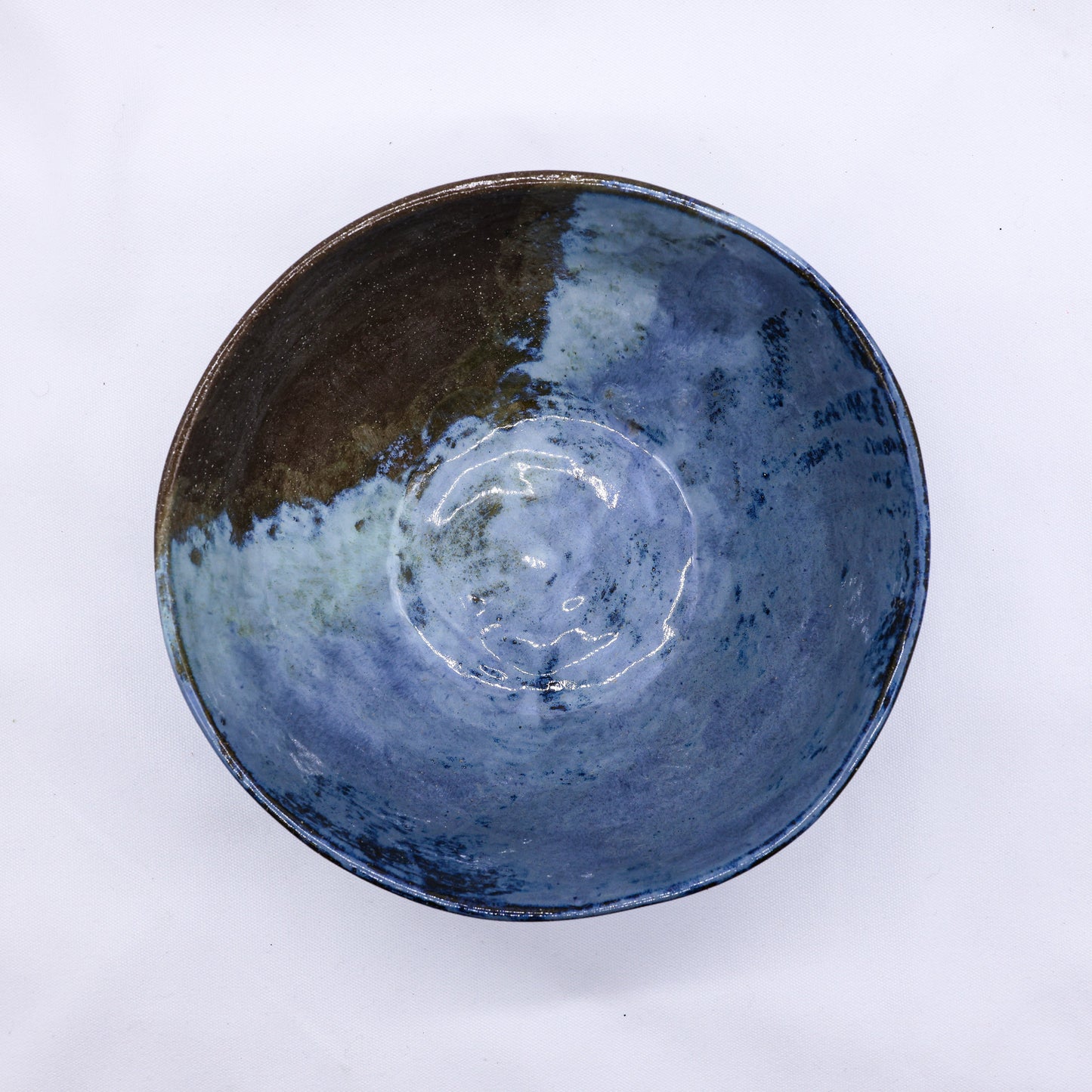 Small Smoked Grey Tidal Blue Wash Handmade Ceramic Stoneware Dinner Bowl by Ribera Handmade Ceramics