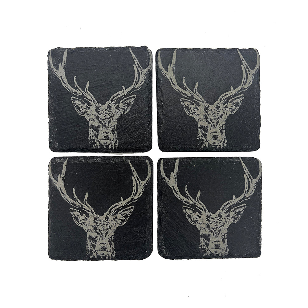 Stag Prince Slate Coasters - Set of 4 by Selbrae House