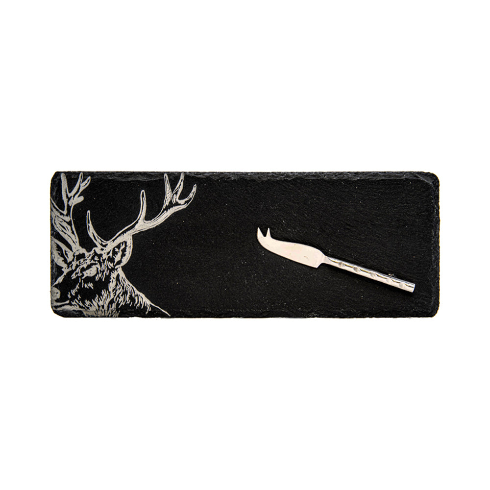 Stag Single Mini Slate Cheese Board & Knife Set by Selbrae House