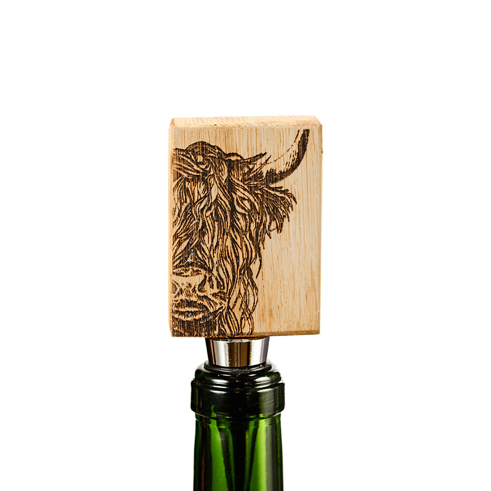 Highland Cow Oak Bottle Stopper by Selbrae House