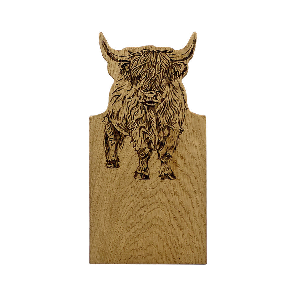 Highland Cow Framed Oak Serving Board - Small by Selbrae House