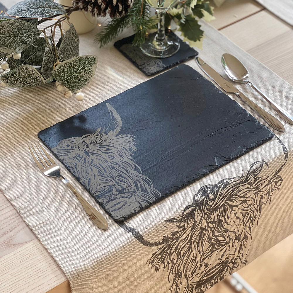 Highland Cow Slate Place Mats - Set of 2 by Selbrae House