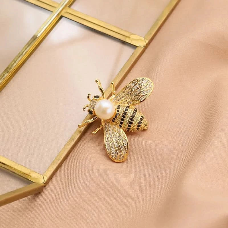 Natural Freshwater Pearl Bee Brooch by Angel Barocco