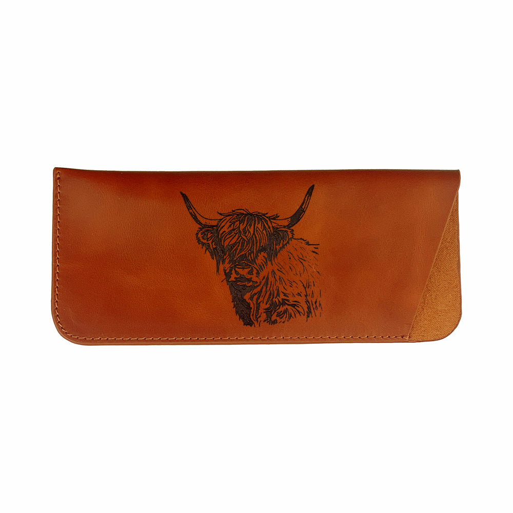 Highland Cow Leather Glasses Case by Selbrae house