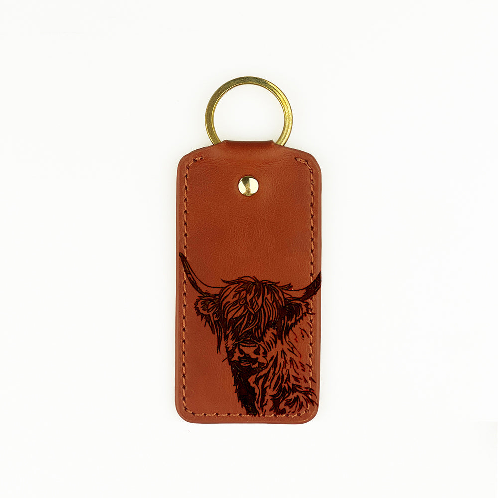 Highland Cow Leather Keyring by Selbrae House