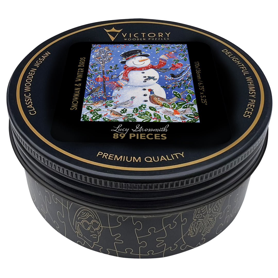 Victory Wooden Snowman & Winter Birds MINI QT Jigsaw Puzzle
