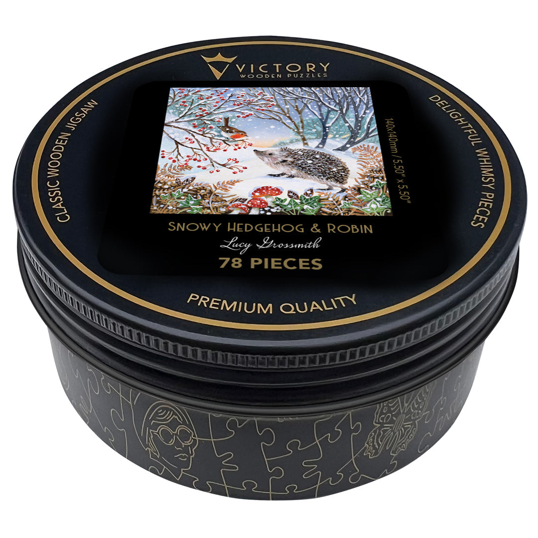 Victory Wooden Snowy Hedgehog & Robin MINI QT Jigsaw Puzzle