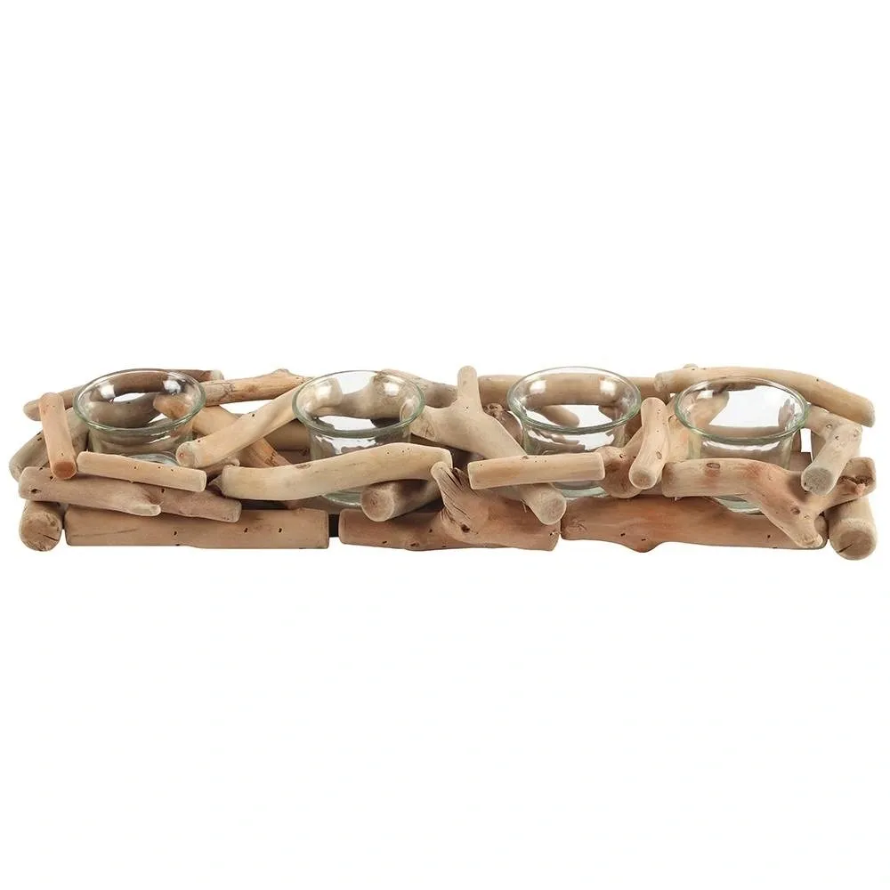 4PC DRIFTWOOD CANDLE HOLDER
