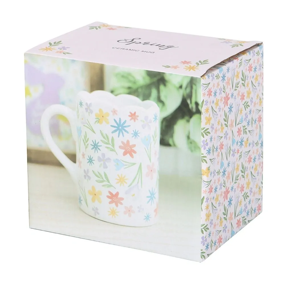 SPRING FLORAL PRINT SCALLOPED MUG