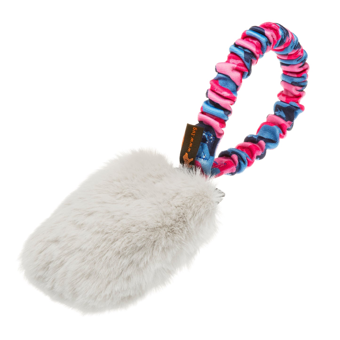 Faux Fur Pocket Bungee Squeaker Dog Toy
