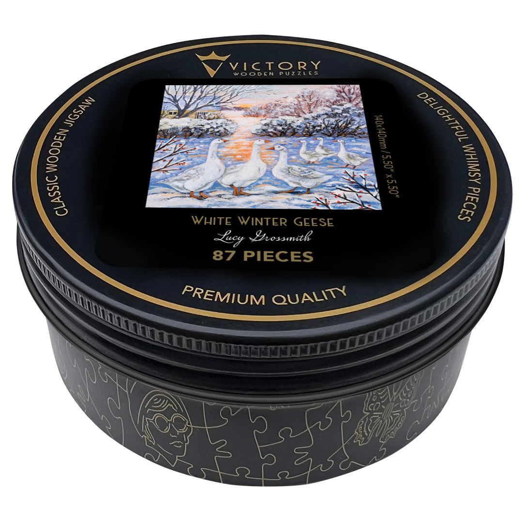 Victory Wooden White Winter Geese MINI QT Jigsaw Puzzle
