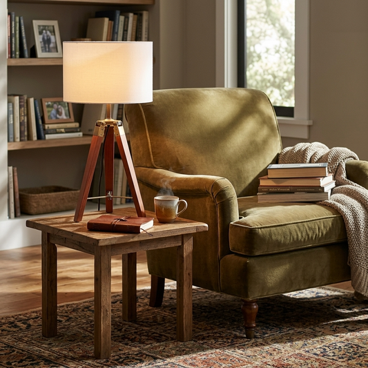 Malvern Tripod Table Lamp with Brown Base
