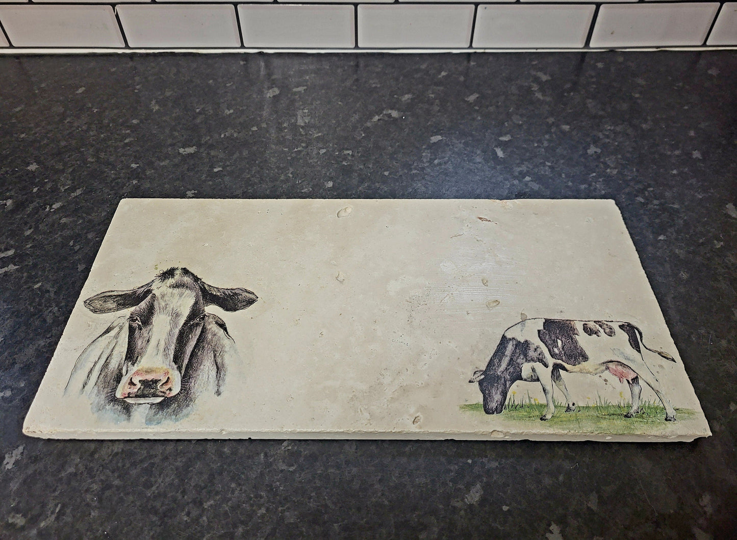 Large Stone Trivet / worktop saver / Higland cow