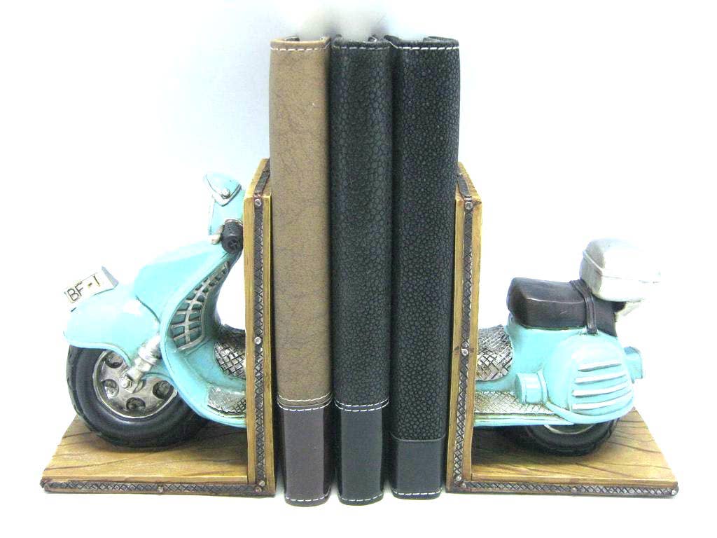Bentley & Bo vintage green scooter bookends pair front view